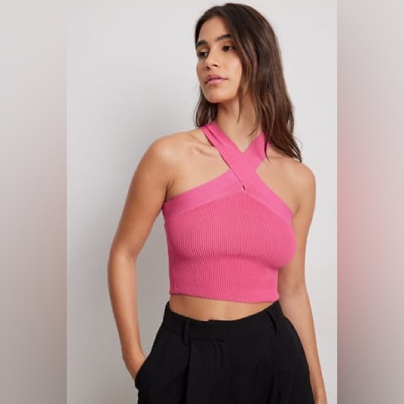 Dreamers by Debut Ribbed Cross-Strap Crop Top - Picture 2 of 7